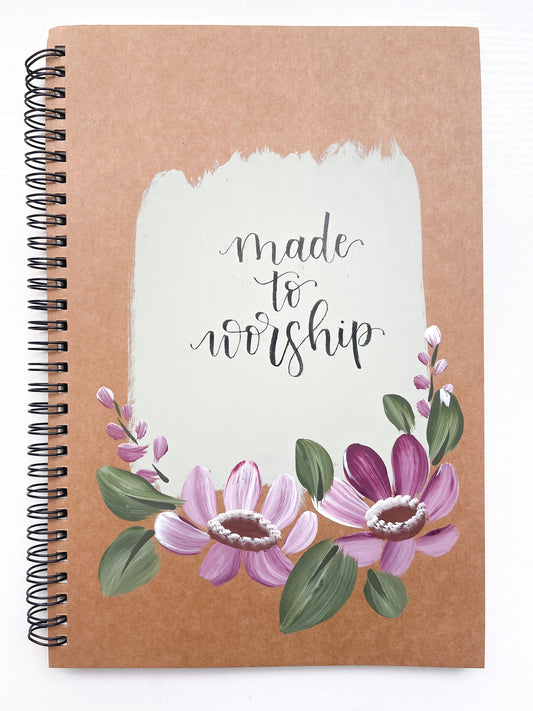 Made to worship, Large Hand-Painted Spiral Bound Journal