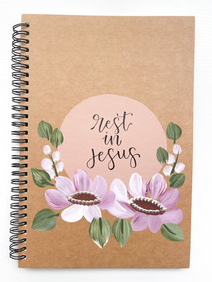 Rest in Jesus, Large Hand-Painted Spiral Bound Journal