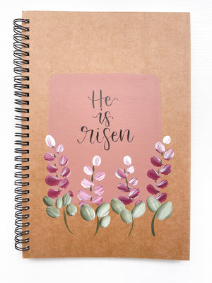 He is risen, Large Hand-Painted Spiral Bound Journal