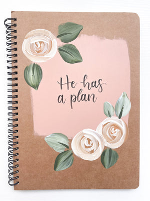 He has a plan, Large Hand-Painted Spiral Bound Journal