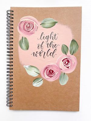 Light of the world, Large Hand-Painted Spiral Bound Journal