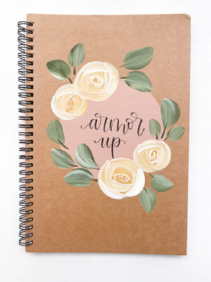 Armor up, Large Hand-Painted Spiral Bound Journal