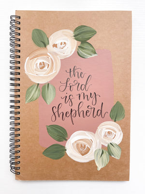 The Lord is my Shepherd, Large Hand-Painted Spiral Bound Journal