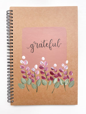 Grateful, Large Hand-Painted Spiral Bound Journal