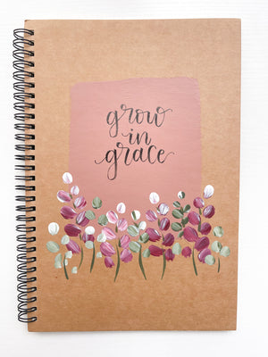 Grow in grace, Large Hand-Painted Spiral Bound Journal
