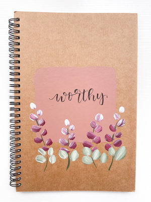 Worthy, Large Hand-Painted Spiral Bound Journal