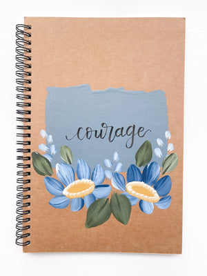 Courage, Large Hand-Painted Spiral Bound Journal