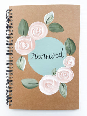 Renewed, Large Hand-Painted Spiral Bound Journal