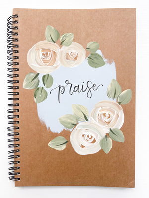 Praise, Large Hand-Painted Spiral Bound Journal