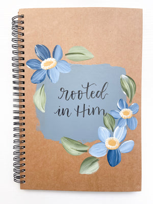 Rooted in Him, Large Hand-Painted Spiral Bound Journal