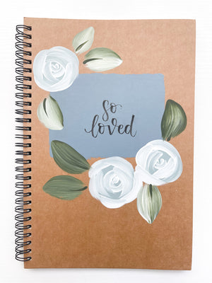 So loved, Large Hand-Painted Spiral Bound Journal