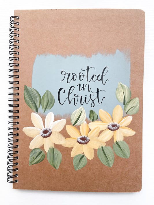 Rooted in Christ, Large Hand-Painted Spiral Bound Journal