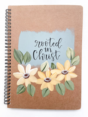 Rooted in Christ, Large Hand-Painted Spiral Bound Journal