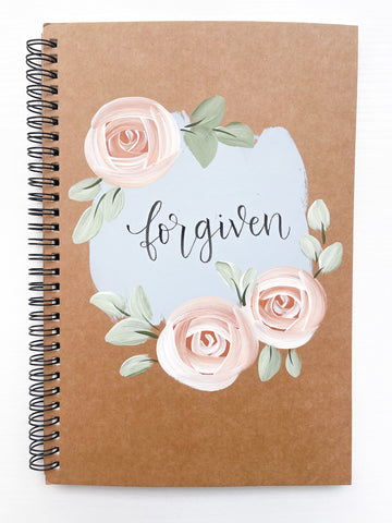 Forgiven, Large Hand-Painted Spiral Bound Journal