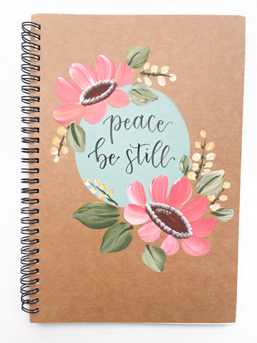 Peace be still, Large Hand-Painted Spiral Bound Journal