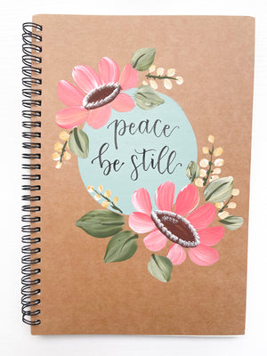 Peace be still, Large Hand-Painted Spiral Bound Journal