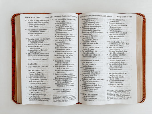 Cognac Ostrich NKJV Reference Bible Super Giant Print, Partial Quill