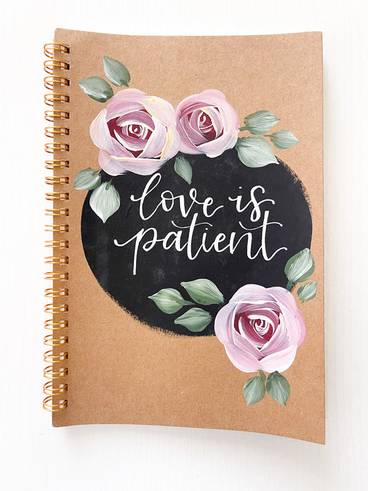 Love is Patient, Hand-Painted Spiral Bound Journal