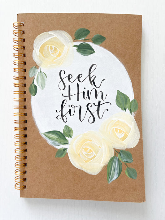 Seek Him first, Hand-Painted Spiral Bound Journal