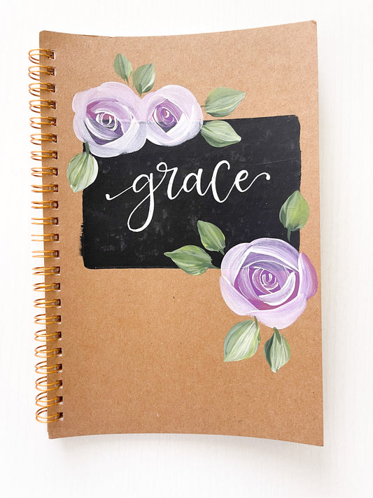 Grace, Hand-Painted Spiral Bound Journal