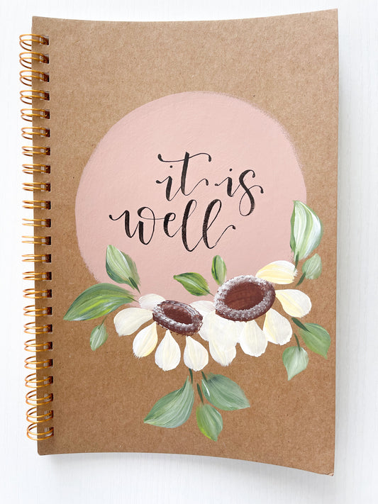 It is well, Hand-Painted Spiral Bound Journal