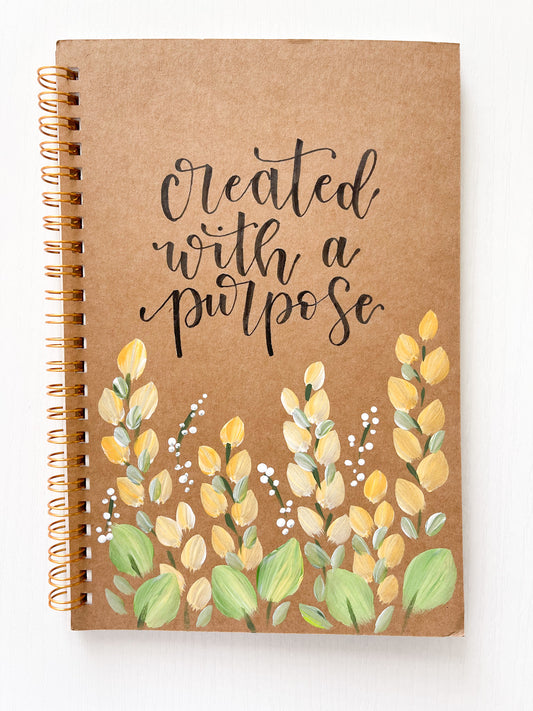 Created with purpose, Hand-Painted Spiral Bound Journal