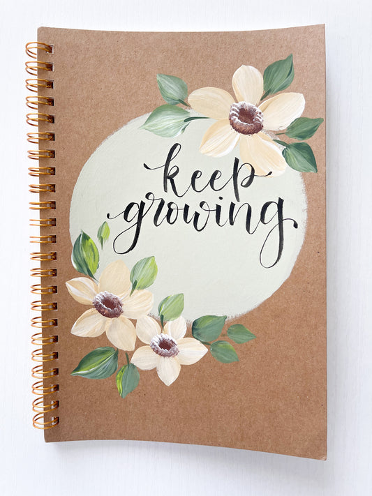 Keep growing, Hand-Painted Spiral Bound Journal
