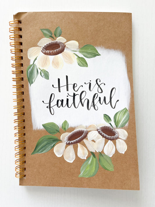 He is faithful, Hand-Painted Spiral Bound Journal