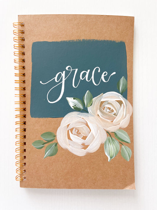 Grace, Hand-Painted Spiral Bound Journal