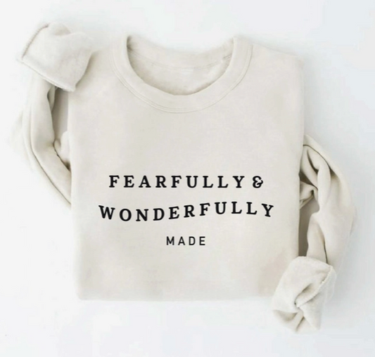 Fearfully & Wonderfully Made Sweatshirt - Vintage White