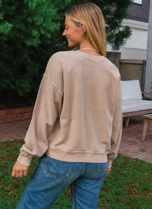 Pre-Order Xoxo Bow Cropped Thermal Vintage Pullover