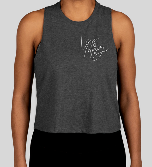 Love Mercy Women's Racerback Crop Tank Top